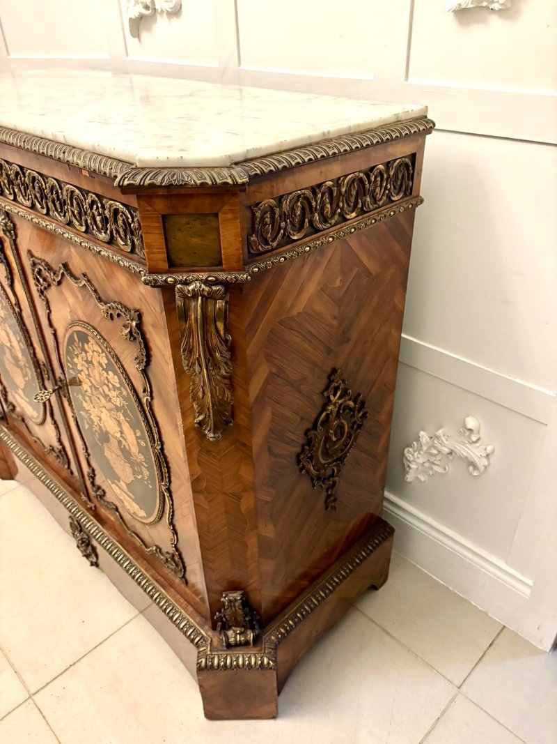 Exceptional Quality Antique French Louis XVI Style Marble-Top Side Cabinet